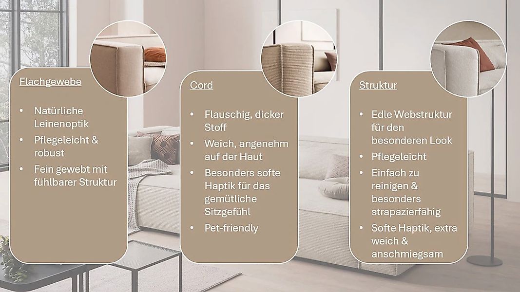 LeGer Home by Lena Gercke 3-Sitzer "PIARA XXL, Sofa mit Kedernaht in Cord, günstig online kaufen