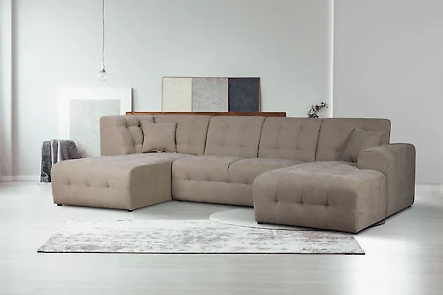 Home affaire Wohnlandschaft "Nosia U-Form", incl. 2 Zierkissen, mit feiner günstig online kaufen