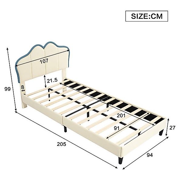 HAUSS SPOLE Polsterbett 90 x 200cm mit weichen Schutzkanten, Stabile Bettfü günstig online kaufen