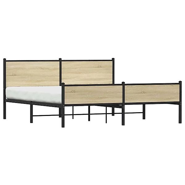 vidaXL Metallbett ohne Matratze Sonoma-Eiche 160x200 cm 3301400 günstig online kaufen