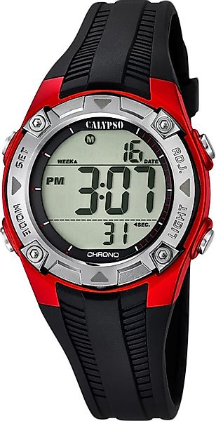 Calypso Digitaluhr K5685-6 Rot Kunststoffband Schwarz günstig online kaufen