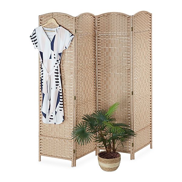 relaxdays Paravent 4-teiliger Paravent in Natur günstig online kaufen