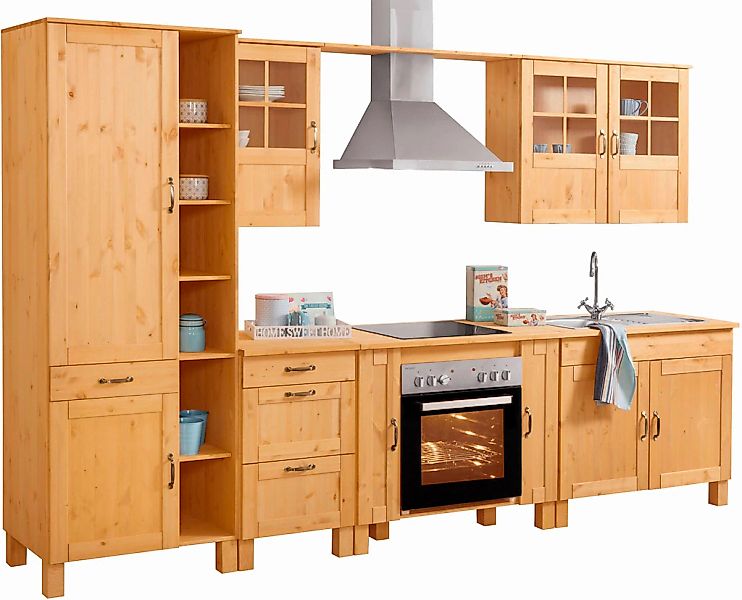 Home affaire Küchenzeile "Alby", Breite 325 cm, aus Kiefer massiv, ohne E-G günstig online kaufen