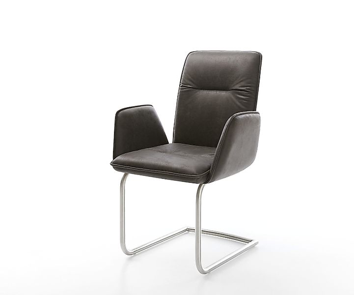 Freischwinger Vinja-Flex Mikrofaser Anthrazit Vintage Freischwinger rund Ed günstig online kaufen
