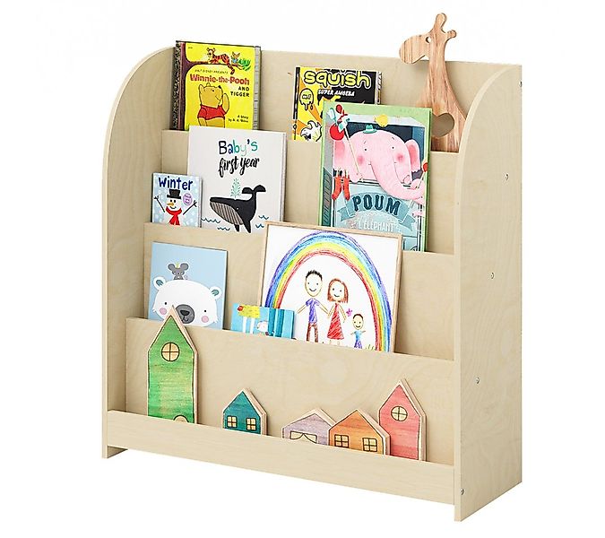 Bellabino Kinderregal Baru mit 4 großzügigen Ablagefächern, natur unbehande günstig online kaufen