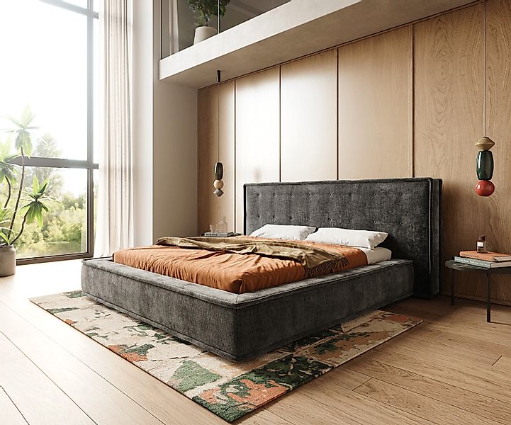 Polsterbettgestell Filikos 180x200 cm Chenille Anthrazit günstig online kaufen