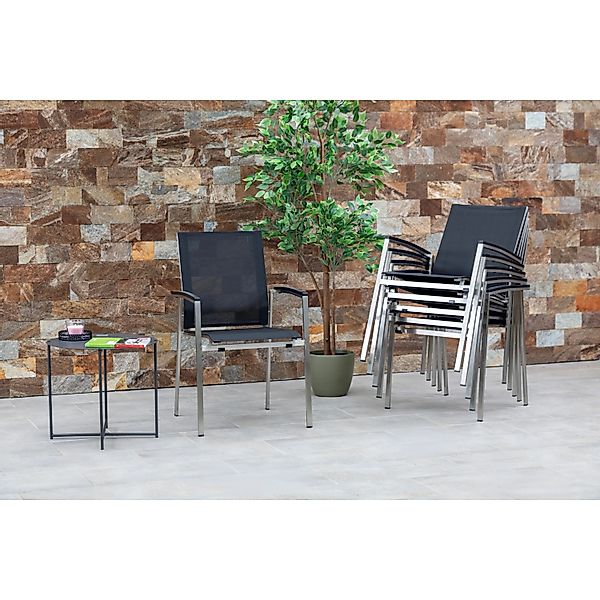 Acamp Stapelstuhl Auris Edelstahl mit Armlehnen Grau 6er Set günstig online kaufen