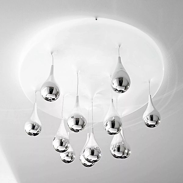 Deckenlampe Pioggia, weiß, chrom, Ø 70 cm H 35 cm günstig online kaufen