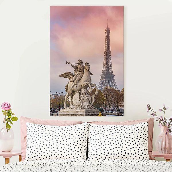 Leinwandbild Reiterstatue vor Eiffelturm günstig online kaufen