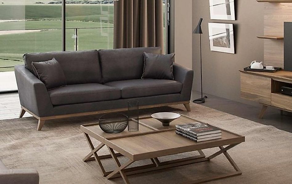 Xlmoebel Sofa Zeitgemäßes Wohnzimmer-Ensemble mit grauem Sofa, Beistelltisc günstig online kaufen