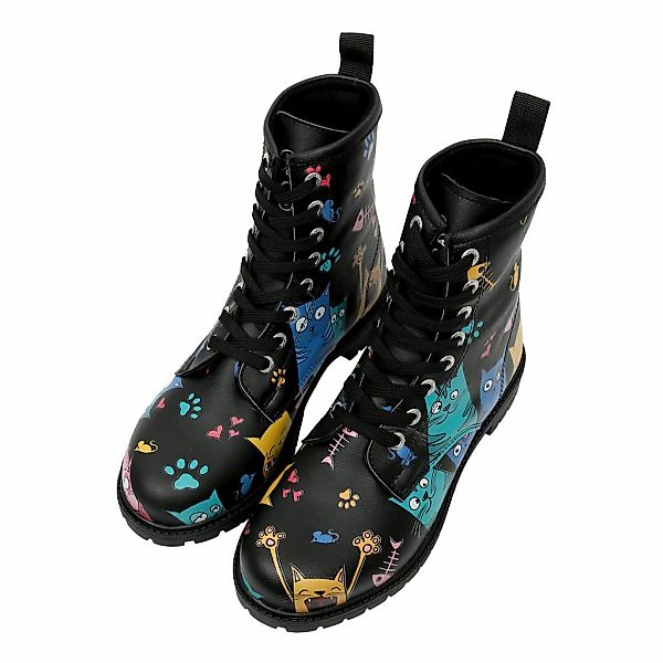 DOGO Schnürboots "Long Boots Schnürstiefel Cat Lovers Black Damen Stiefelet günstig online kaufen