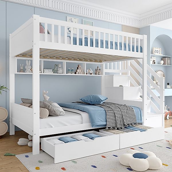 TavilaEcon Etagenbett mit Kleiderschrank & Stauraum, günstig online kaufen