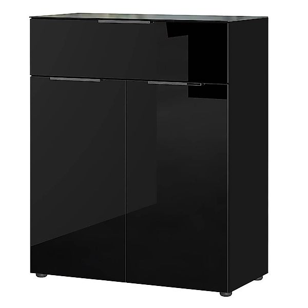 Kommode mit Glasfront 83 cm breit in schwarz, OXFORD-01 günstig online kaufen