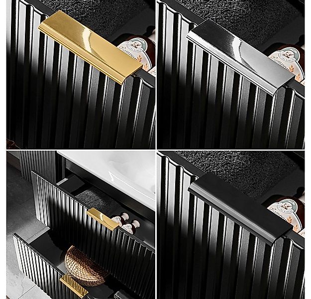 Lomadox Waschbeckenschrank ADELAIDE-56-BLACK schwarz mit gerillter Front 60 günstig online kaufen