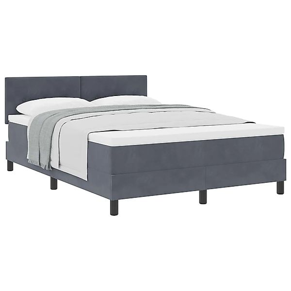 vidaXL Boxspringbett mit Matratze Dunkelgrau 140 x 200 cm Samt 3339177 günstig online kaufen