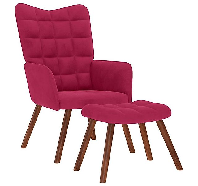 vidaXL Sessel Relaxsessel mit Hocker Weinrot Samt (1-St) günstig online kaufen