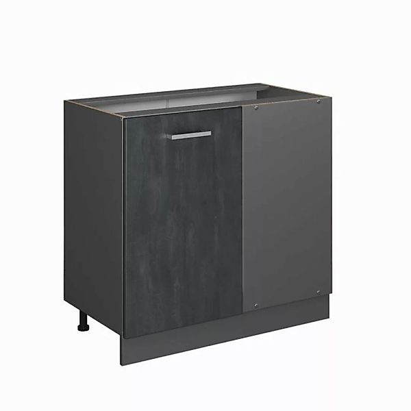 Vicco Eckunterschrank R-Line, Schwarz Beton/Anthrazit, 86 cm ohne Arbeitspl günstig online kaufen