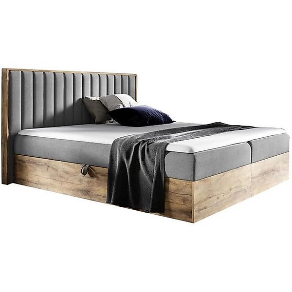Beautysofa Boxspringbett WOOD4 (120 / 140 / 160 / 180 / 200, mit Bettkasten günstig online kaufen