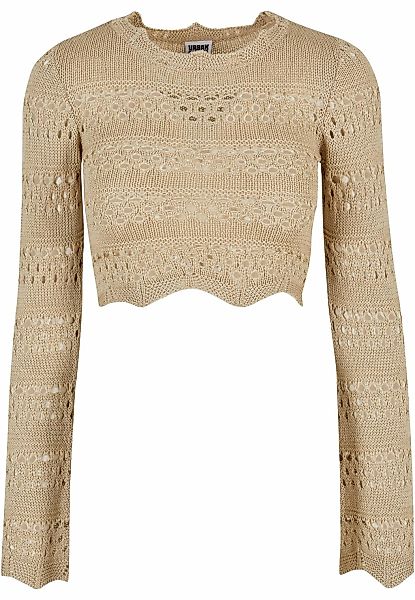 URBAN CLASSICS Rundhalspullover "Urban Classics Damen Ladies Cropped Croche günstig online kaufen