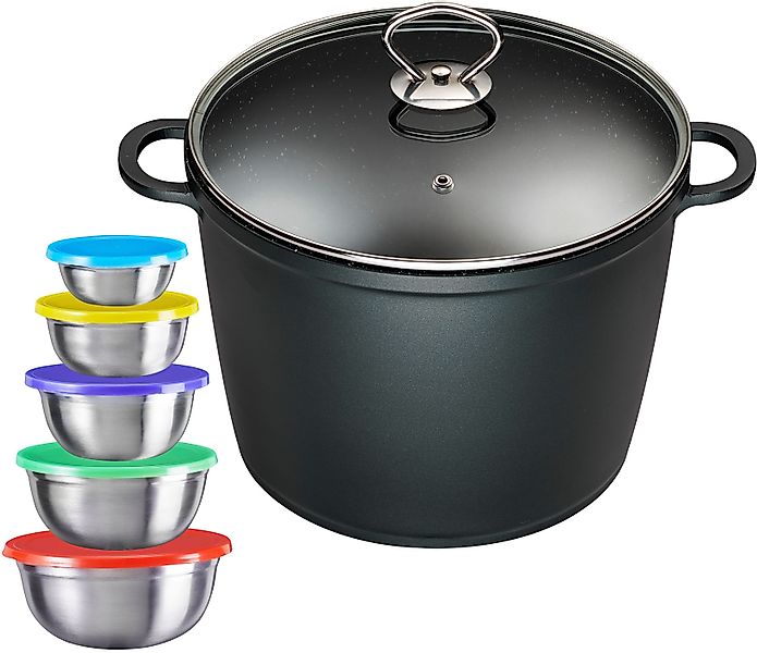 KING Suppentopf Aluminiumguss Set, 12 Stk. tlg. Kochtopf 7 LØ24cm+Glasdecke günstig online kaufen
