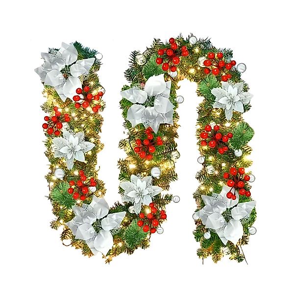 Kunstgirlande Weihnachtsgirlande Geschmückt mit LED Lichtern, günstig online kaufen