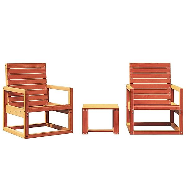 vidaXL Gartenlounge-Set 3-tlg. Garten-Lounge-Set Wachsbraun Massivholz günstig online kaufen