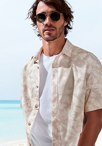 Beachtime Hawaiihemd "Regular fit", Kurzarm, Freizeithemd mit Palmenprint, günstig online kaufen