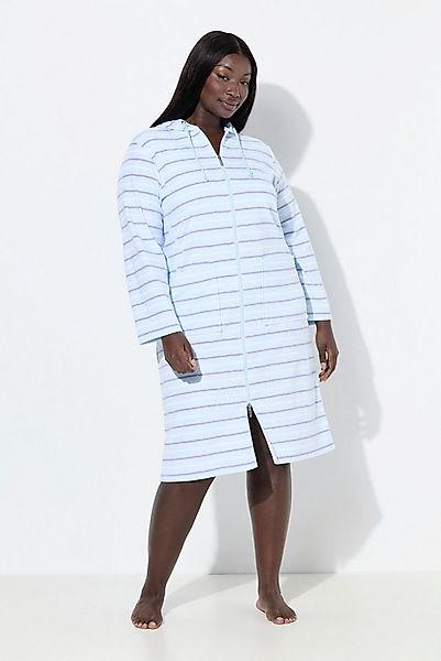 Ulla Popken Bademantel Bademantel Streifen 2-Wege-Zipper Langarm Frottee, l günstig online kaufen