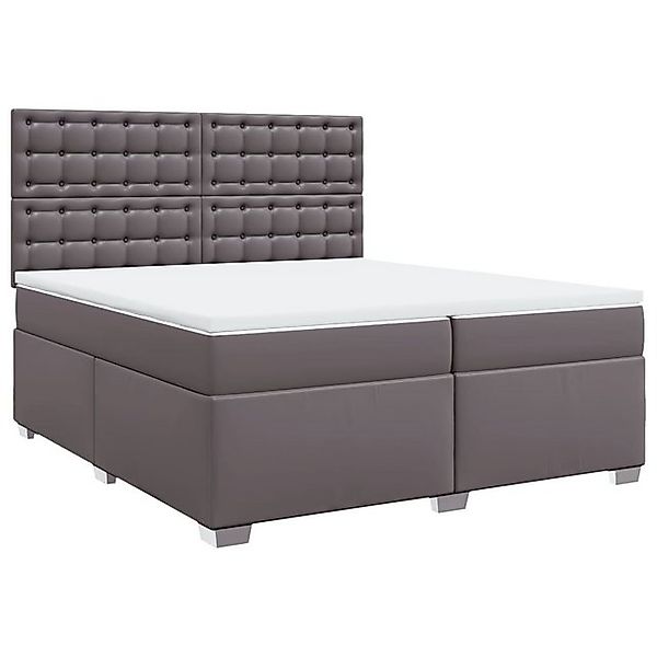 vidaXL Bett Boxspringbett mit Matratze Grau 200x200 cm Kunstleder günstig online kaufen