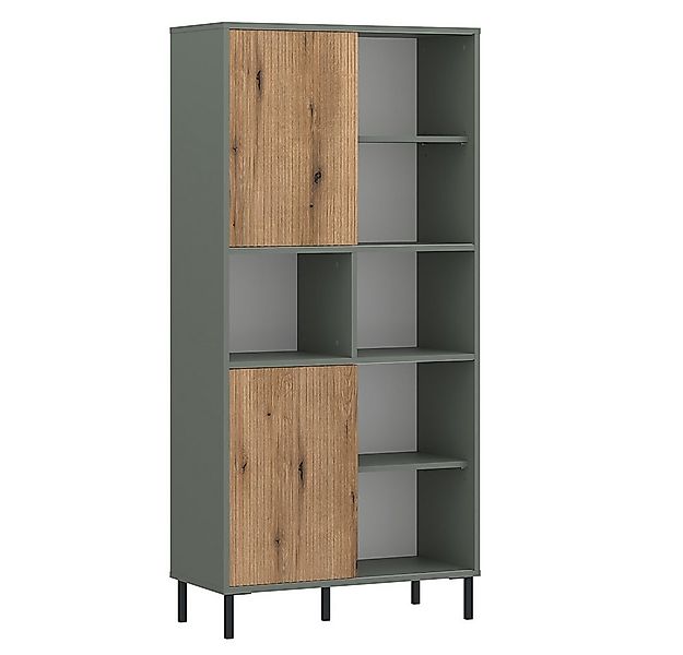 Lomadox Regal PARMA-129, in grau-grün, kombiniert mit Eiche Nb., 2 Schiebet günstig online kaufen