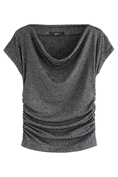 Next Kurzarmbluse Kurzärmeliges, glitzerndes Metallic-Oberteil (1-tlg) günstig online kaufen