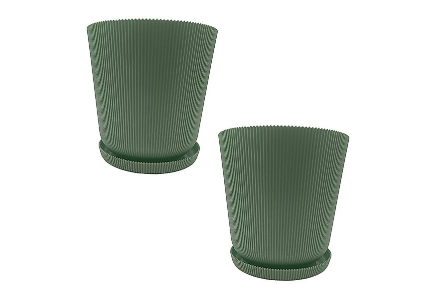 relaxdays Blumentopf mit Untersetzer 2er Set, Salbei günstig online kaufen