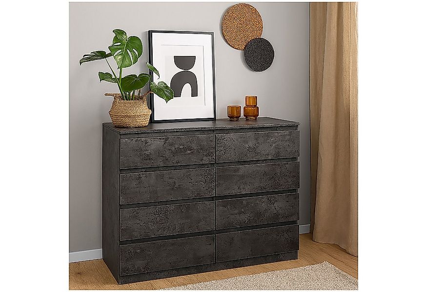 HTI-Living Sideboard Moderne Kommode mit 8 grifflosen Schubladen Beton (Stü günstig online kaufen