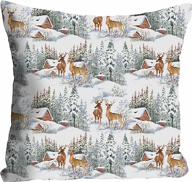 queence Dekokissen »Fabian«, Kissenhülle,Winterlandschaft,Rehe,Schnee,Winte günstig online kaufen
