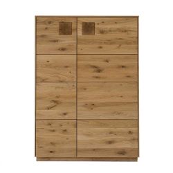 Moderne Wohnwand Wildeiche geölt 209 cm hoch (dreiteilig) günstig online kaufen