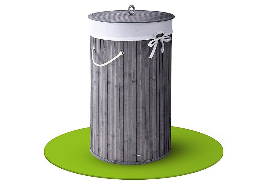 Juskys Wäschekorb Curly-Round, 55 l, mit Tragegriffe, Deckel, Wäschesack wa günstig online kaufen