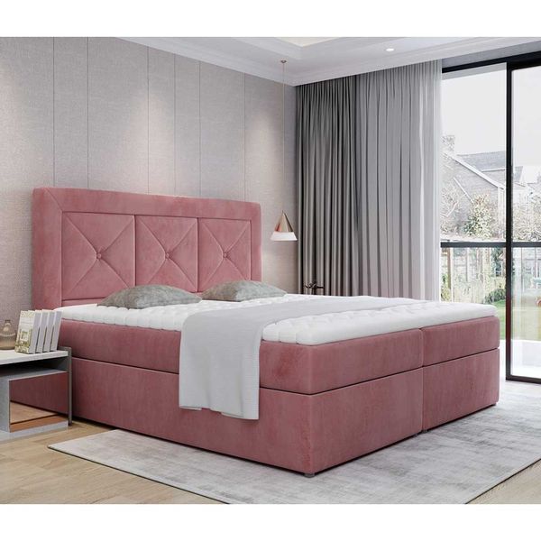 Bett Doppelbett in Altrosa aus Samt günstig online kaufen