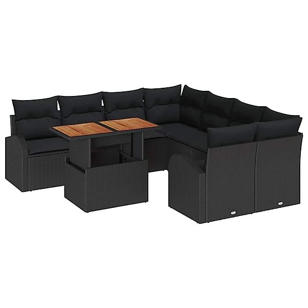 vidaXL Garten-Sofa-Set mit Speicher 9-Tlg Schwarz Poly Rattan 3358305 günstig online kaufen