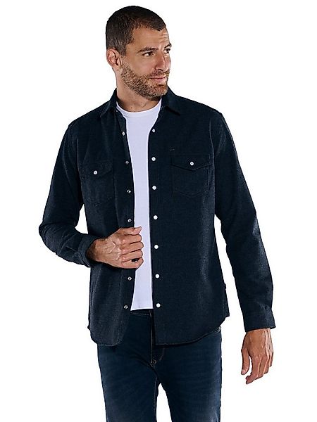 Engbers Langarmhemd Herren Overshirt uni, Saphirblau günstig online kaufen