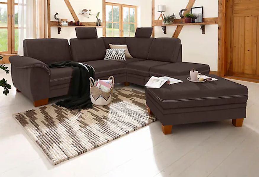 Home affaire Ecksofa »Husum L-Form« mit Sitztiefenverstellung, Federkern-Po günstig online kaufen
