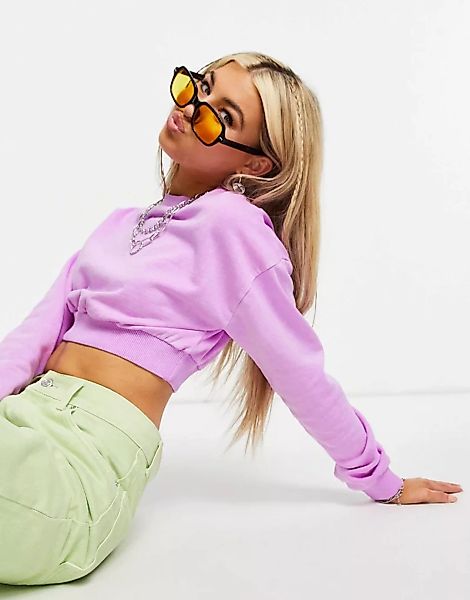 ASOS DESIGN – Hochgeschlossenes Sweatshirt mit kurzem Schnitt und Neon-Wasc günstig online kaufen