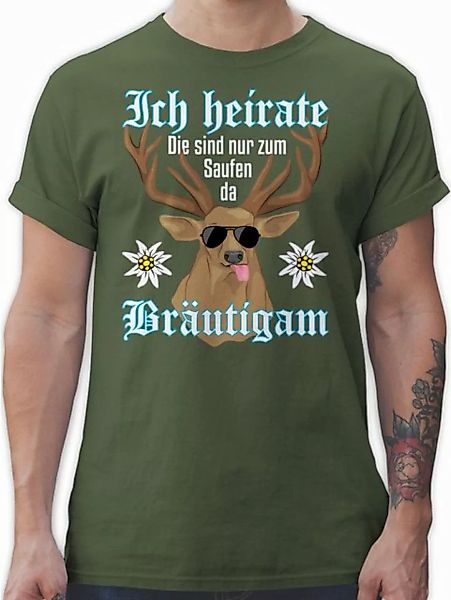 Shirtracer T-Shirt Bräutigam Hirsch - weiß JGA Männer günstig online kaufen