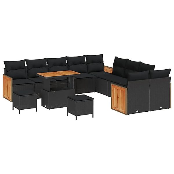 vidaXL Gartensofa-set mit Kissen 17-Tlg Schwarz Poly-Rattan 3365314 günstig online kaufen