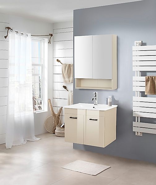 welltime Waschtisch "Florenz, Breite 60cm, 2 Tür, 2 Fächer, MDF-Front", Was günstig online kaufen