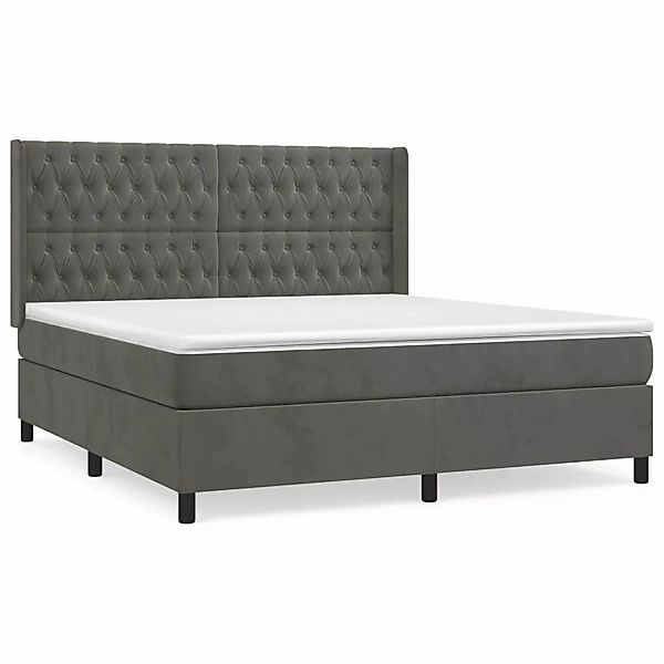 vidaXL Boxspringbett mit Matratze Dunkelgrau 180x200 cm Samt1378754 günstig online kaufen
