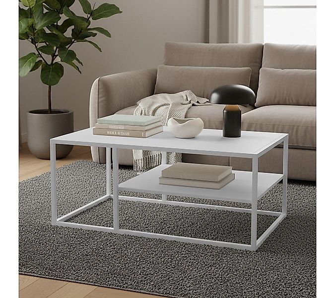 skølm Couchtisch Skadi aus Metall mit 2 Ablagen (Weiß), Wohnzimmertisch mit günstig online kaufen