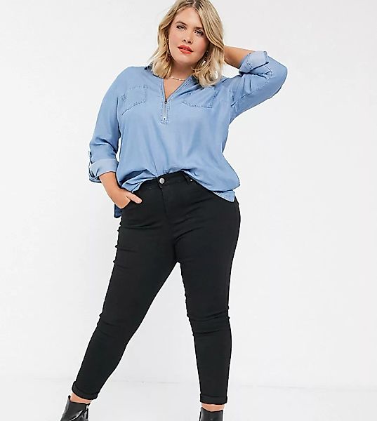 Simply Be – Lucy – Schwarze Skinny-Jeans mit hohem Bund günstig online kaufen