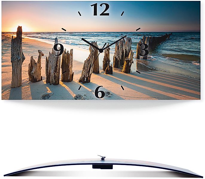 Artland Wanduhr »Sonnenuntergang Strand Wellenbrecher« 3D Optik gebogen, mi günstig online kaufen