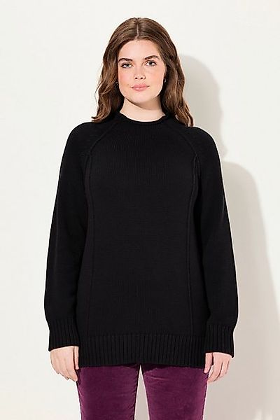 Ulla Popken Strickpullover Pullover Ziernähte Stehkragen Langarm Biobaumwol günstig online kaufen