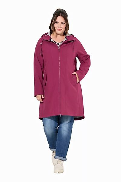 Ulla Popken Softshelljacke HYPRAR Softshell-Longjacke wasserabweisend Kapuz günstig online kaufen